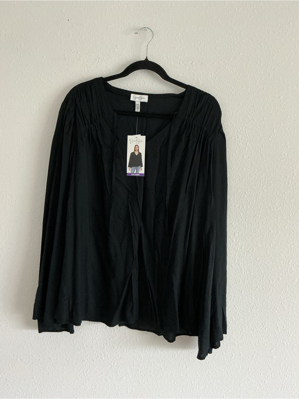 Jessica Simpson Black Draped Open-Front Tunic